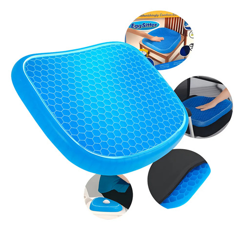 Almofada Ortopédica de Silicone Gel para Assento, Azul