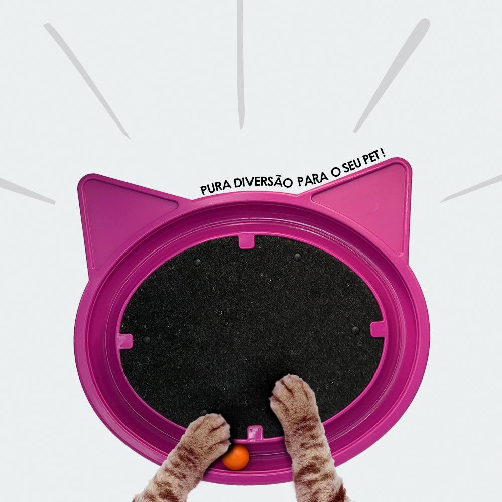 Arranhador para Gatos com Bolinha Interativa Antistress - Rosa — foto 1