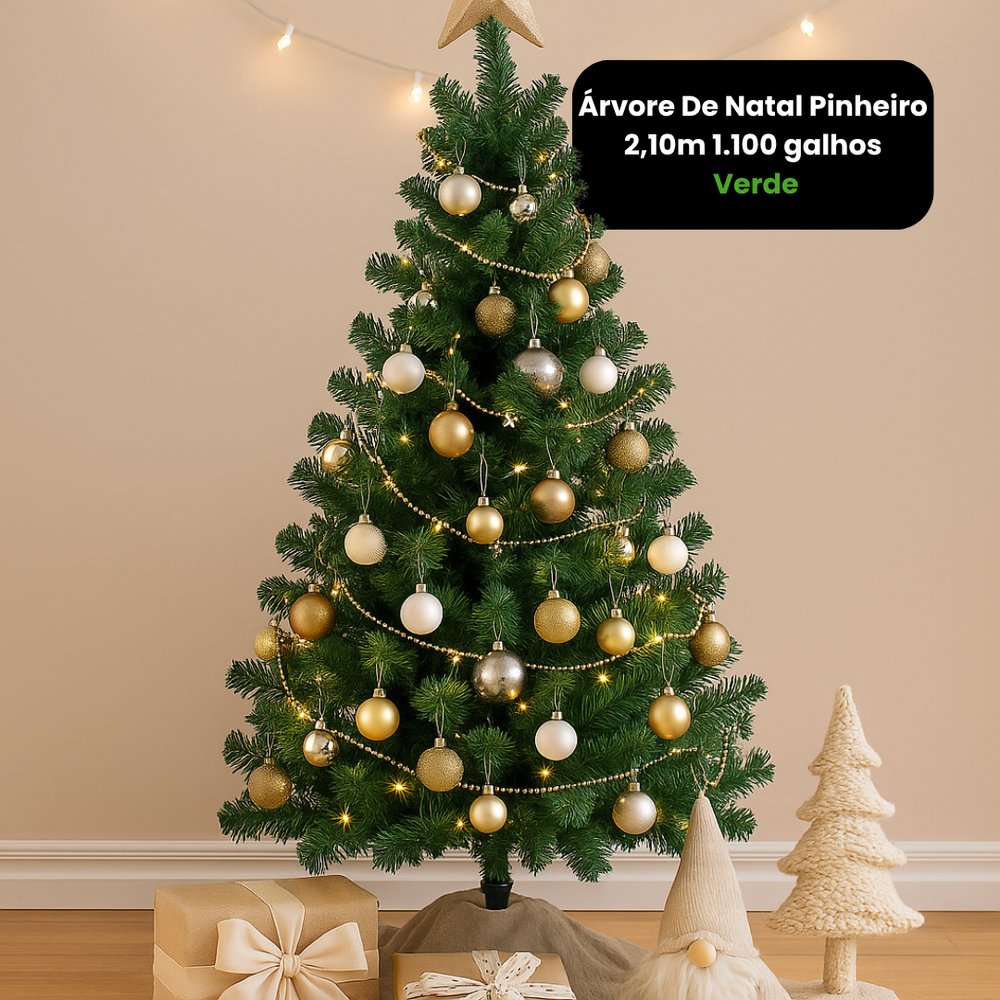 Árvore De Natal Pinheiro 2,10m 1.100 galhos - Verde — foto 1
