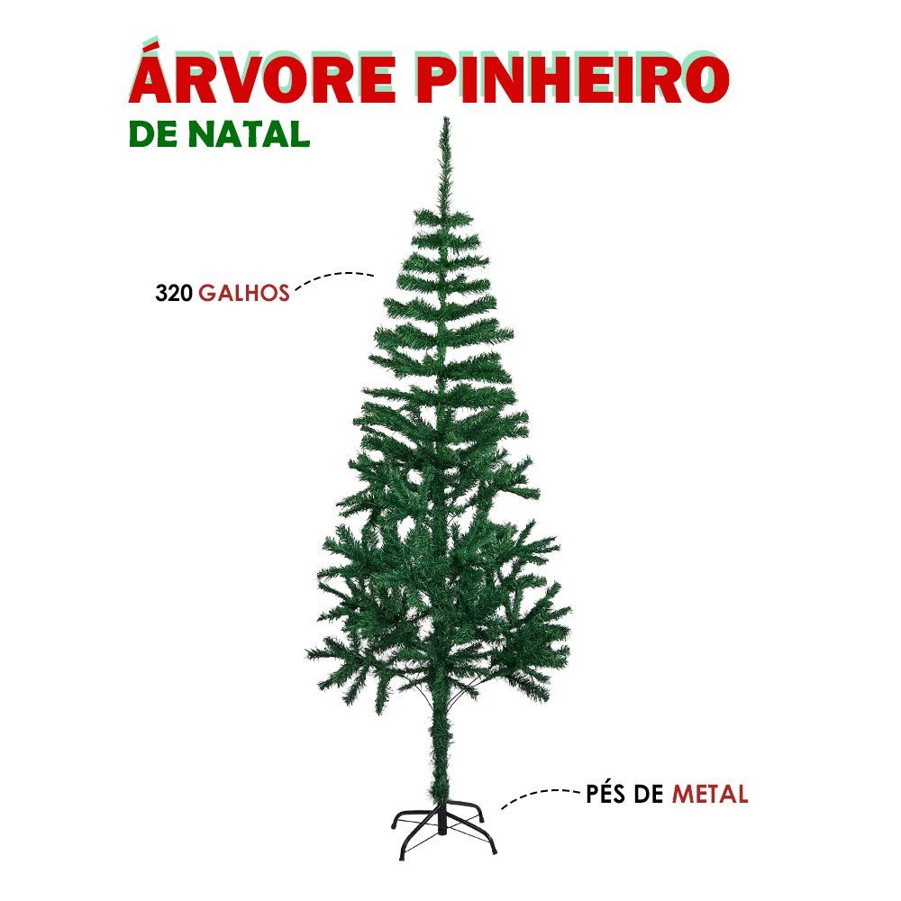 Árvore De Natal Pinheiro Tradicional 1,80m 320 Galhos — foto 1