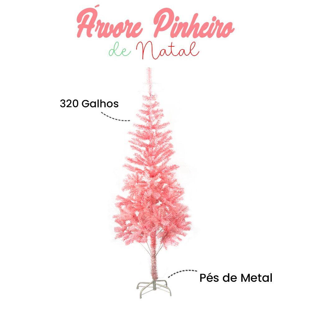 Arvore de Natal Rosa com 1,80 Metros e 320 galhos — foto 1