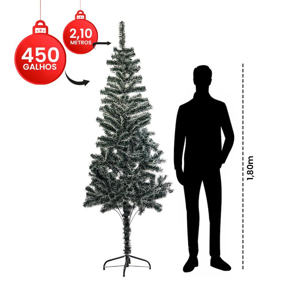 Árvore Pinheiro De Natal Luxo Verde Nevada 2,10m 450 Galhos — foto 1