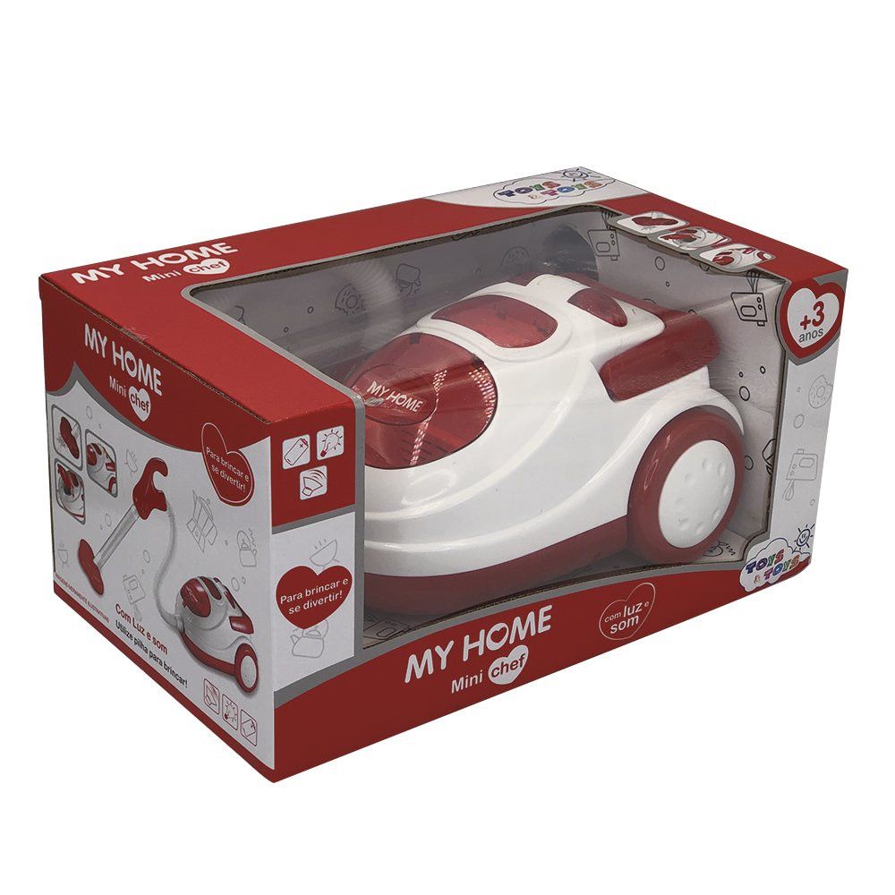 Aspirador de Pó Infantil de Brinquedo 90 cm com Luz, Som e Acessórios Vermelho e Branco — foto 1