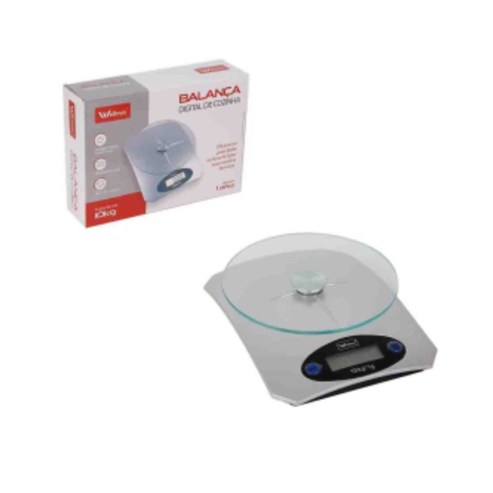 Balança Digital Cozinha Wellmix Vidro 10kg com Tara — foto 1