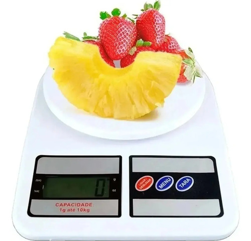 Balança Digital de Cozinha de Precisão 10 kg Branca