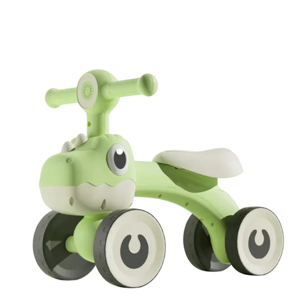 Balance Bike Dino Infantil com Luz e 4 Rodas- Verde — foto 1