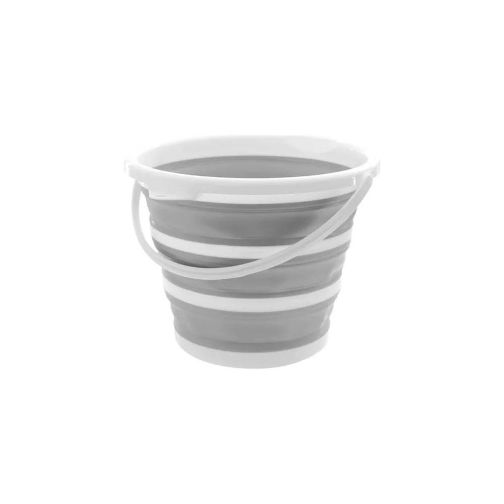 Balde Retrátil de Silicone 10 Litros - Branco com cinza