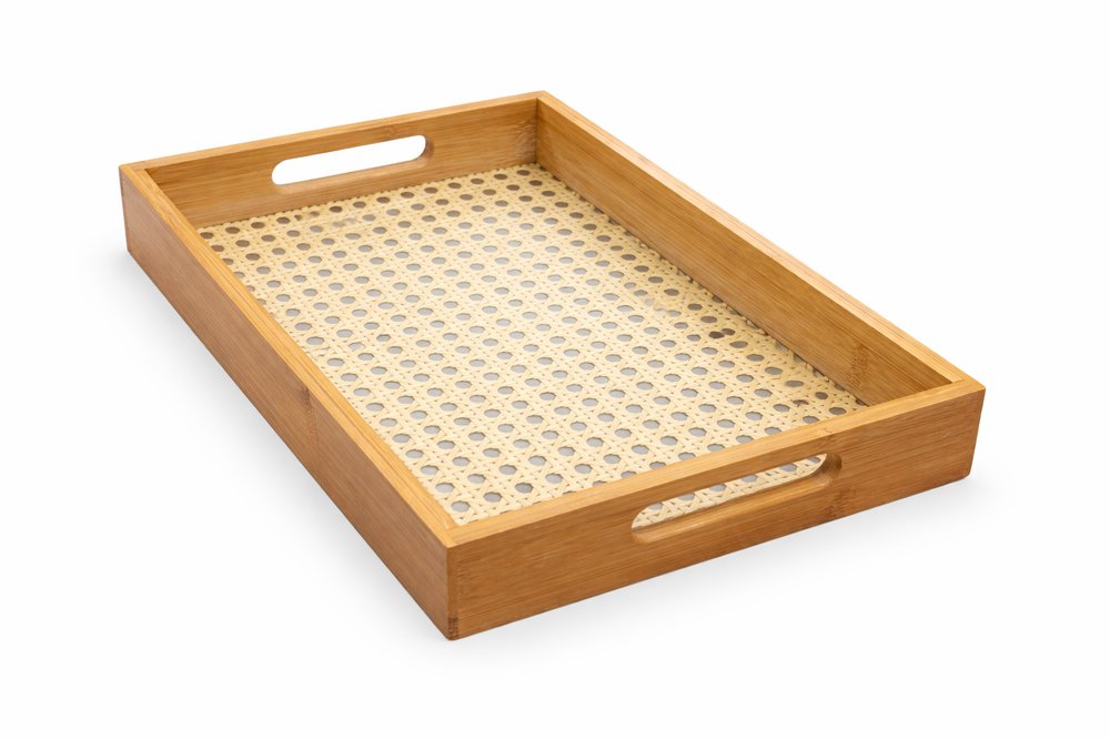Bandeja Fratelli Retangular Bambu Palha 33x22cm — foto 1