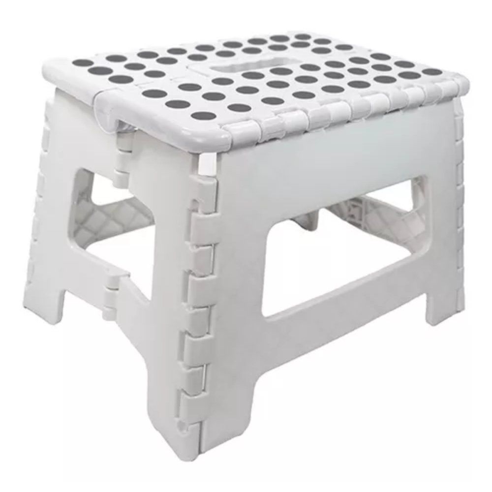Banqueta Retrátil Power Maid Branca Dobrável até 150kg