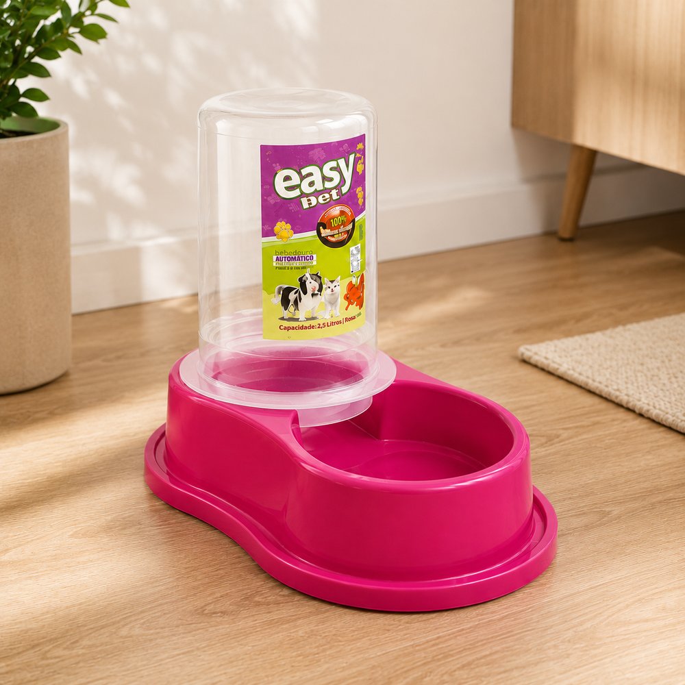Bebedouro Comedouro Automático Antiformiga Furacão Pet Rosa 900ml — foto 1