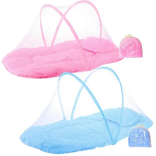 Berço Chiqueirinho Portátil Dobrável para Bebê Recém-nascido com Mosquiteiro, 0 a 6 Meses, Azul ou Rosa — foto 1