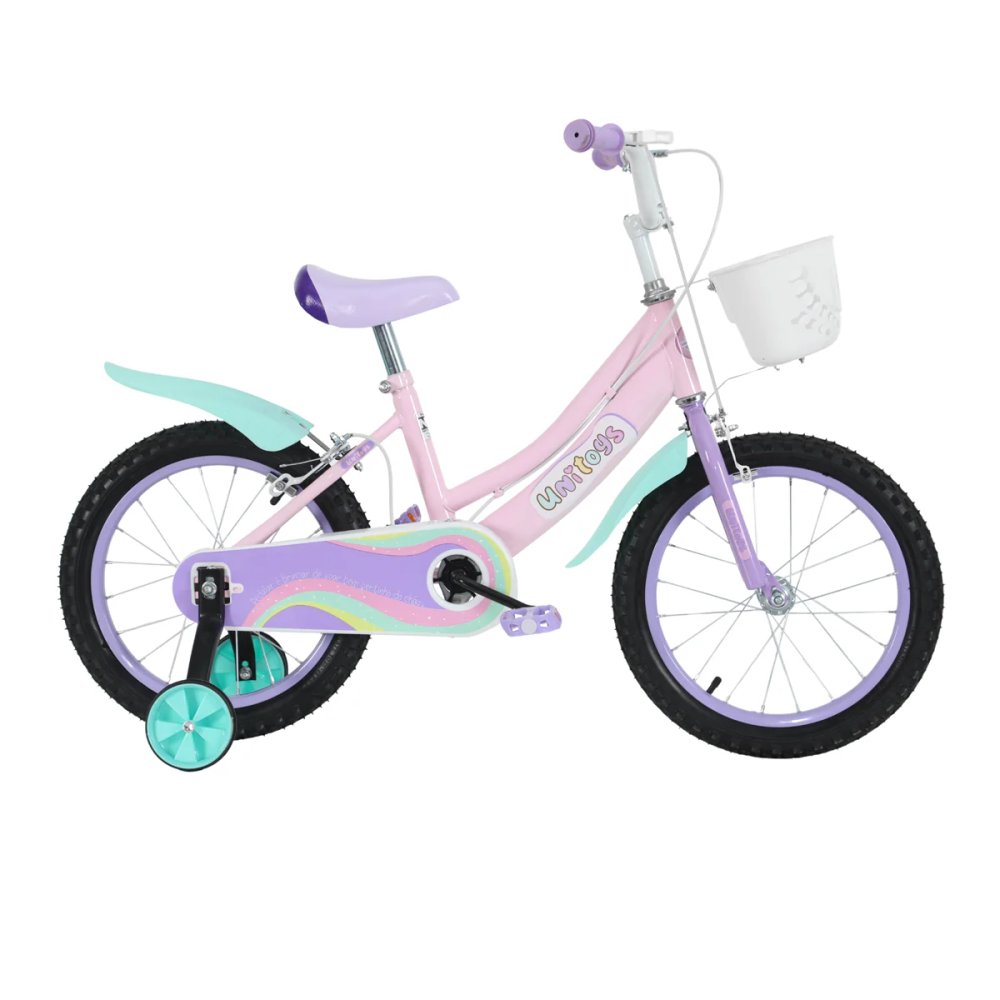 Bicicleta Infantil Unitoys Rosa Aro 16 com Rodinhas Removíveis — foto 1