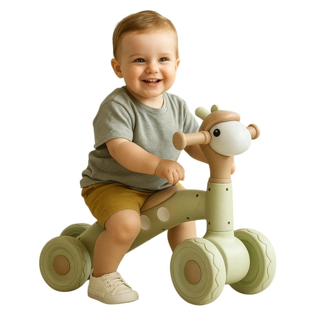 Bicicleta Infantil Balance Cordeirinho sem Pedais Verde e Bege com Rodas LED a Partir de 12 Meses