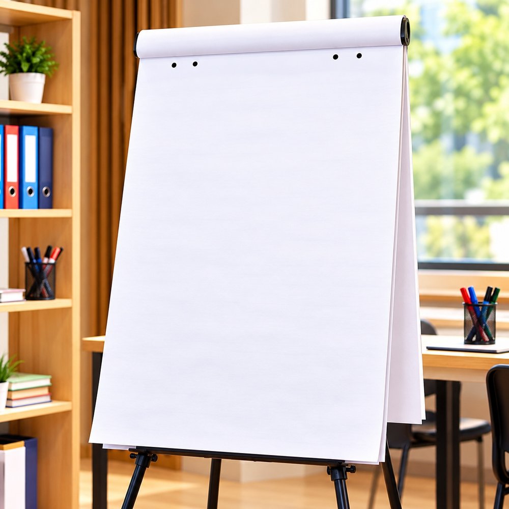 Bloco Flip Chart Anotações Aulas Palestras Folhas Papel 50 Folhas 630 x 800mm -Branco — foto 1