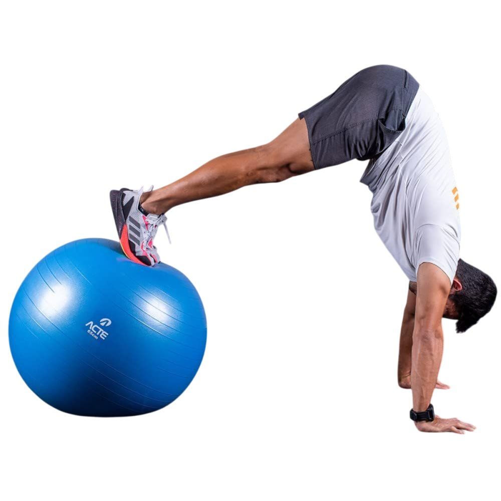 Bola de Ginástica Para Pilates Com Bombar de Ar - Azul — foto 1