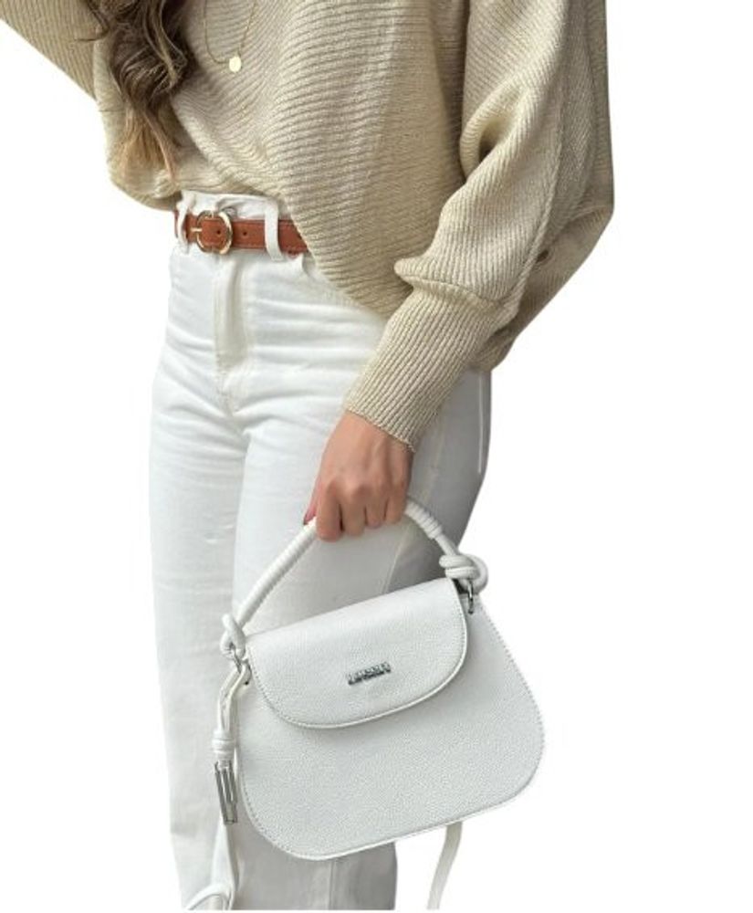 Bolsa Feminina Transversal com Alça em Corda - Branca — foto 1