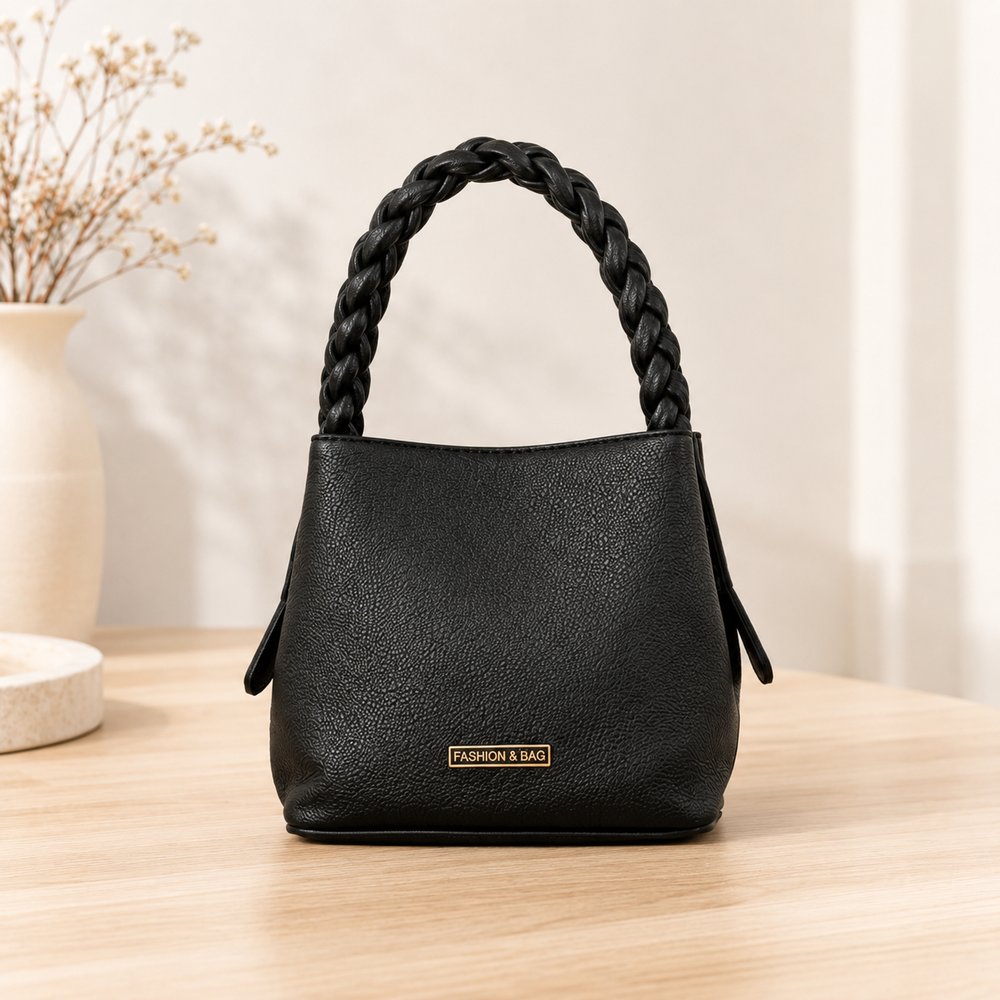 Bolsa Feminina Transversal com Alça Trançada - Preta — foto 1