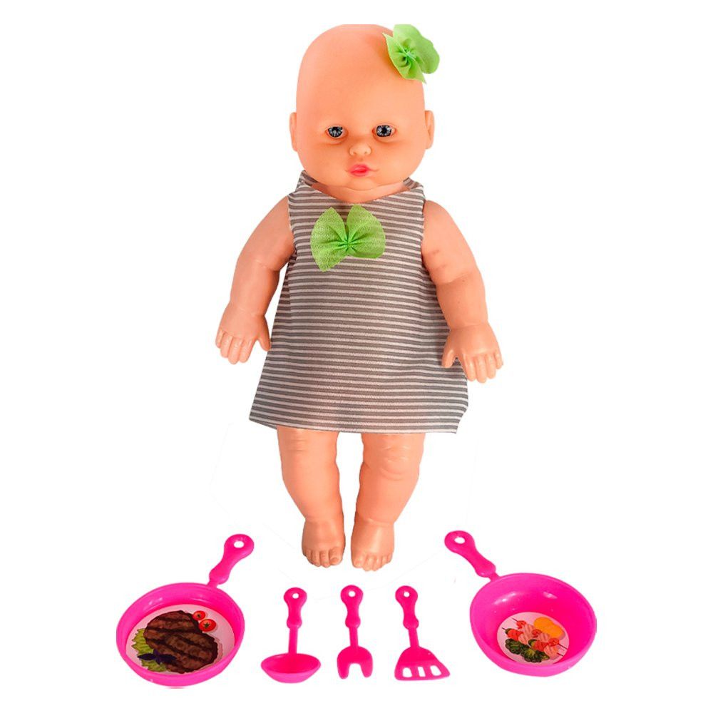 Boneca Babidu Papinha 33 cm com 2 Panelas e 3 Espátulas de Brinquedo para Faz de Conta — foto 1