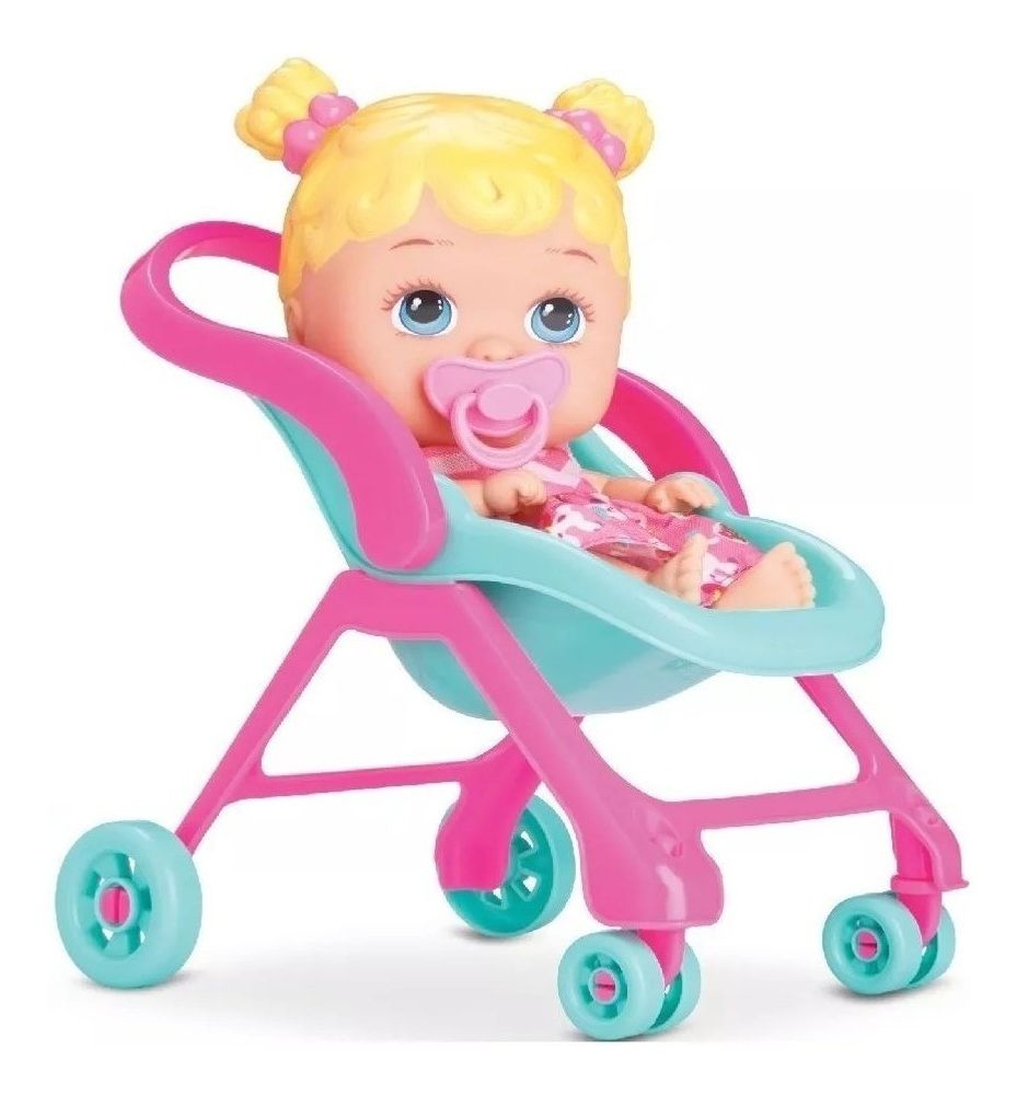 Boneca Bebê Little Dolls Passeio com Carrinho 2 em 1 que Vira Bebê-Conforto — foto 1