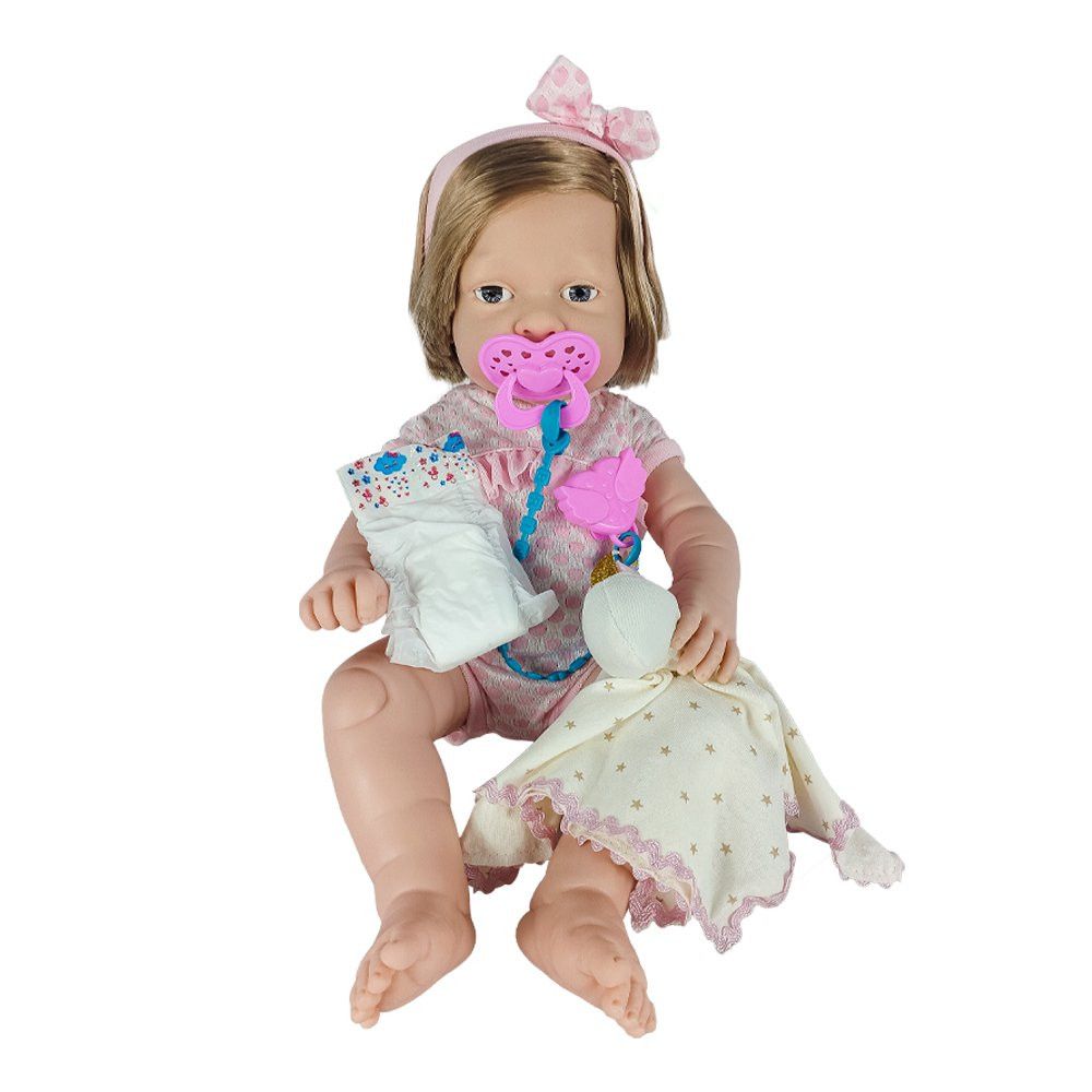Boneca Reborn Angels Soninho 43 cm com Macacão, Chupeta, Naninha e Acessórios — foto 1
