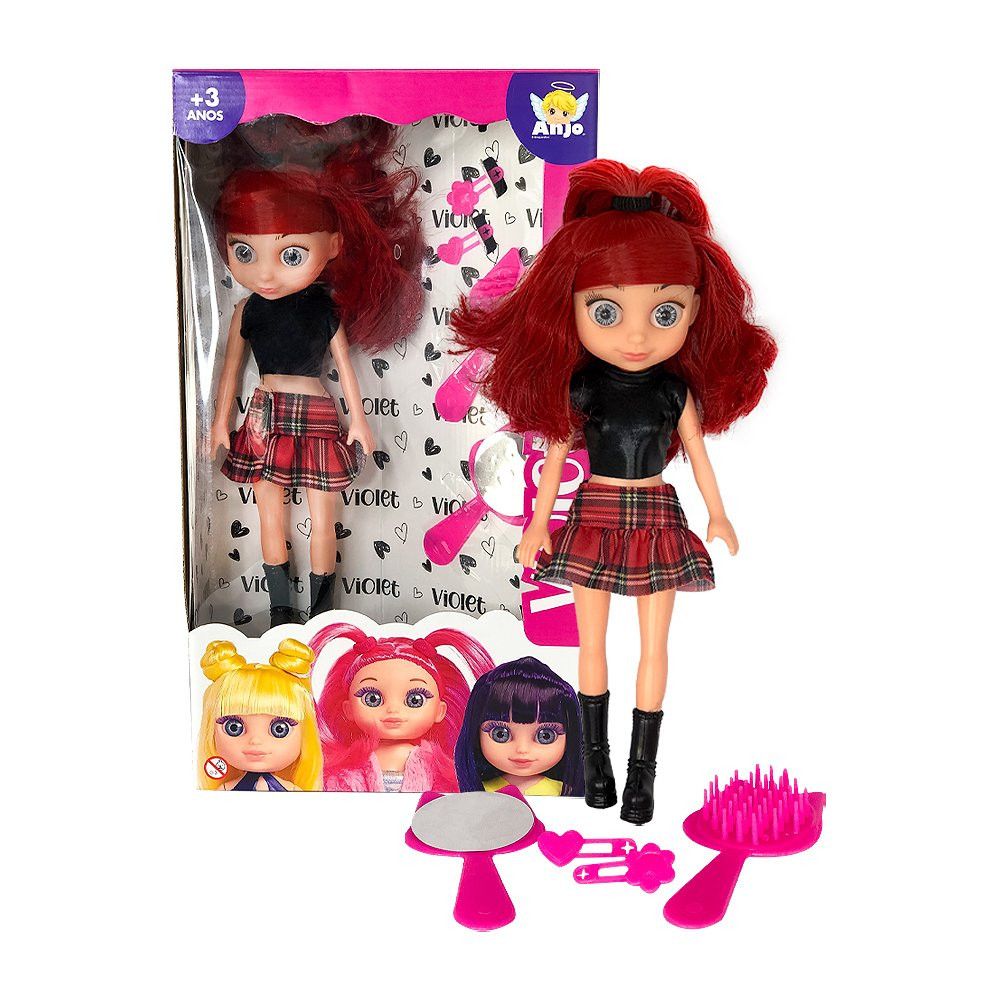 Boneca Violet Ruiva 30 cm com Espelho, Escova e Prendedores de Cabelo para Crianças Acima de 3 Anos — foto 1