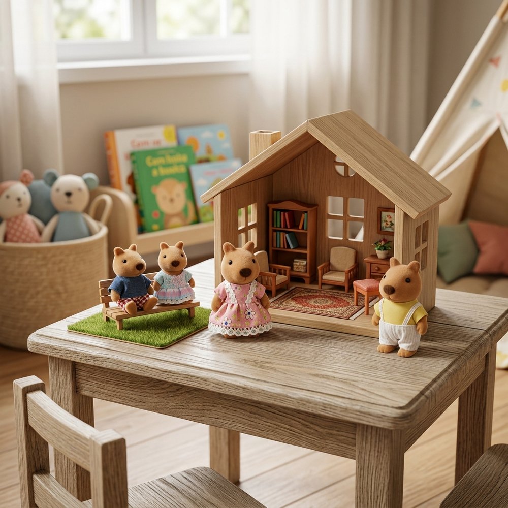 Brinquedo Família Casinha Feliz Capivara Com Personagens Roupinhas - Multicolorido