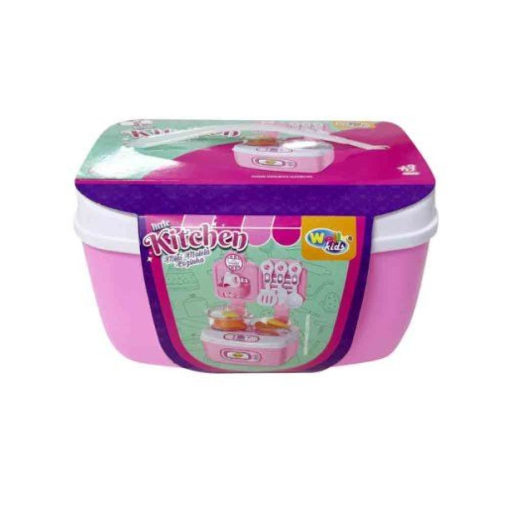 Mini Maleta de Cozinha Infantil com Panelinhas, Talheres e Alimentos para Faz de Conta — foto 1