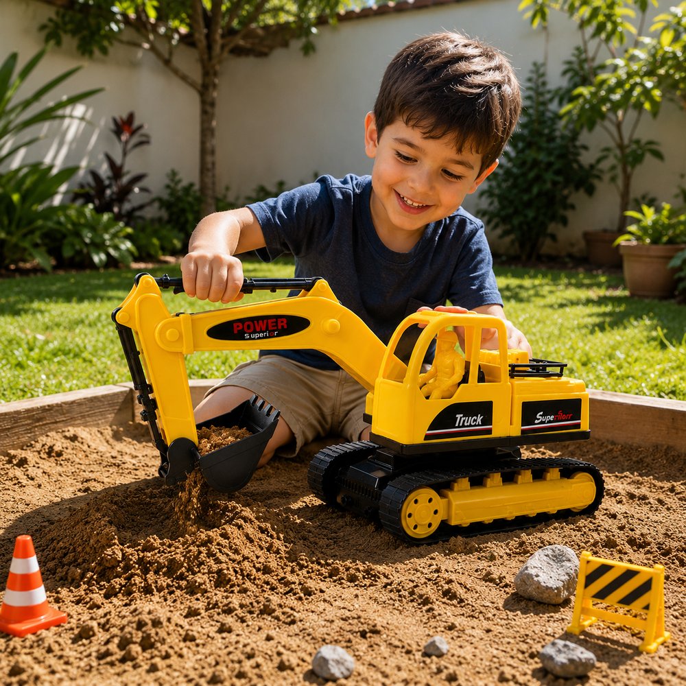 Brinquedo Infantil Trator Truck Construtor Retro Escavadeira com Controle Remoto — foto 1