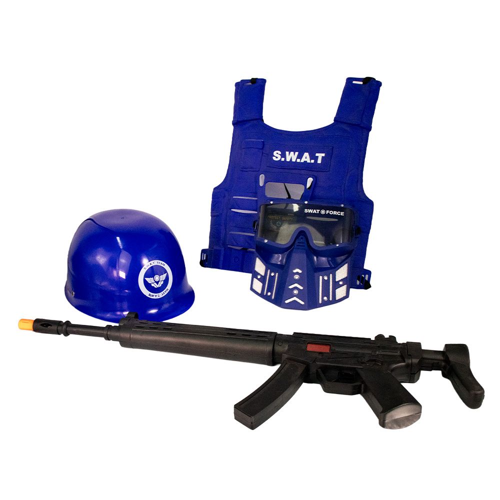 Brinquedo Kit Policial Colete com Rifle e Acessórios - Azul — foto 1