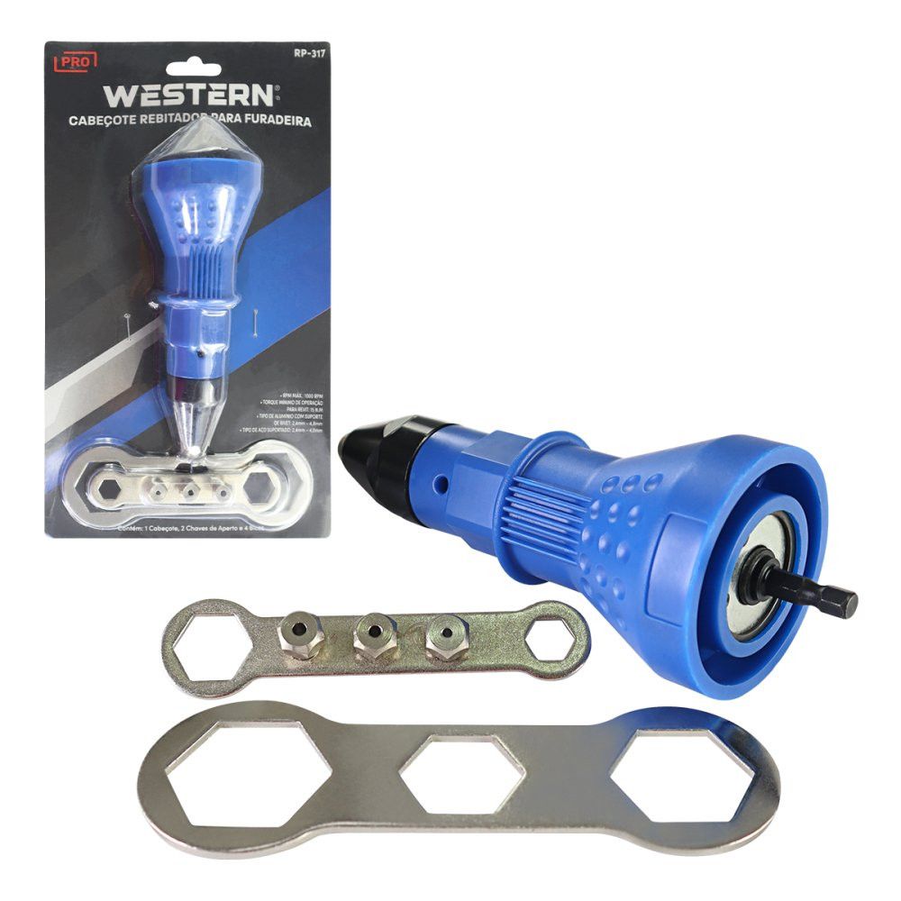 Cabeçote Rebitador Western Furadeira 2,4 a 4,8mm — foto 1