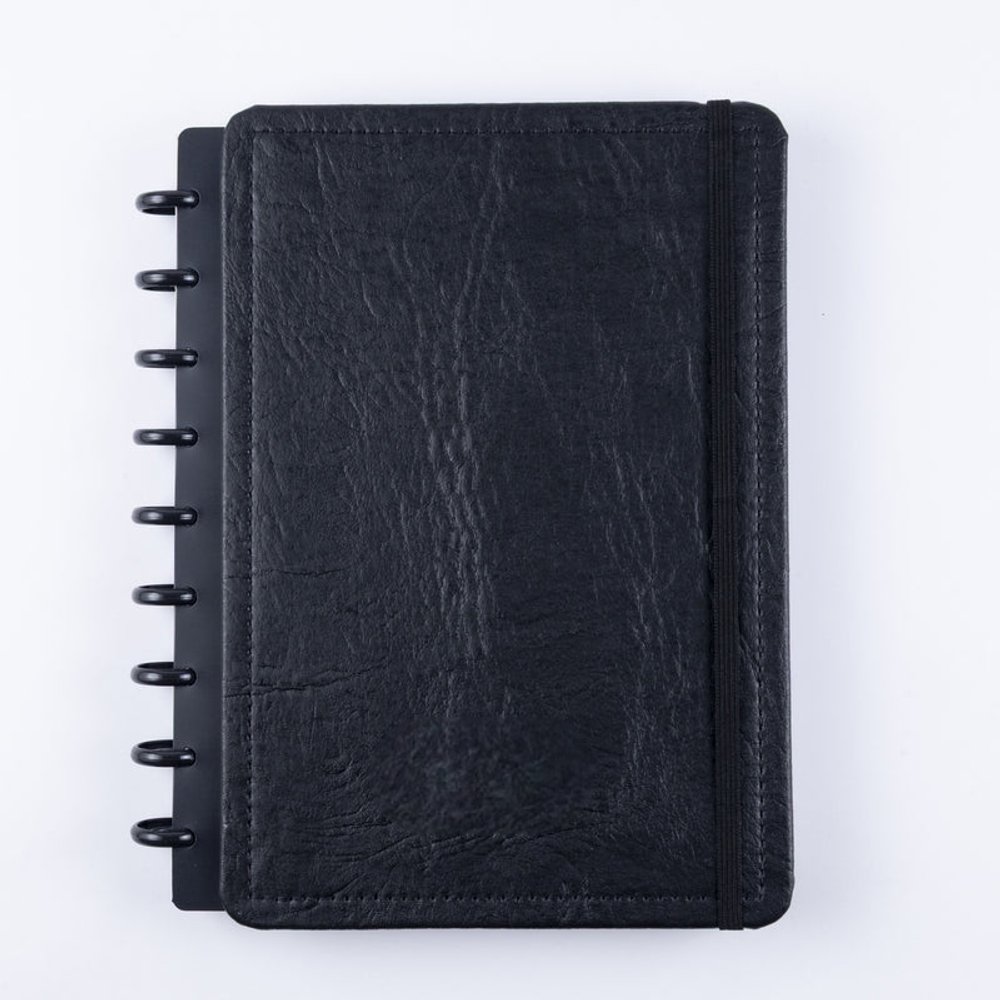 Caderno Disko Couro Black Médio M 80 Folhas Capa Dura