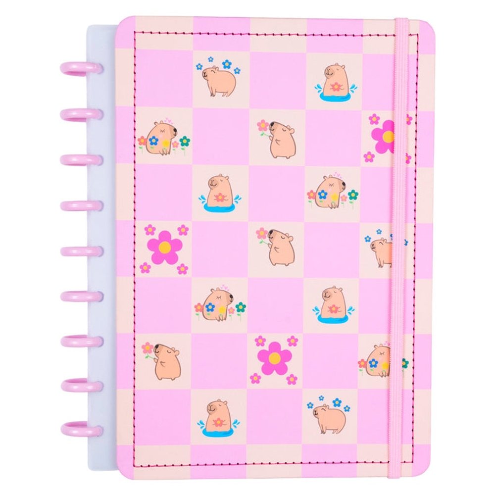 Caderno Disko Capivara Rosa Médio M 80 Folhas