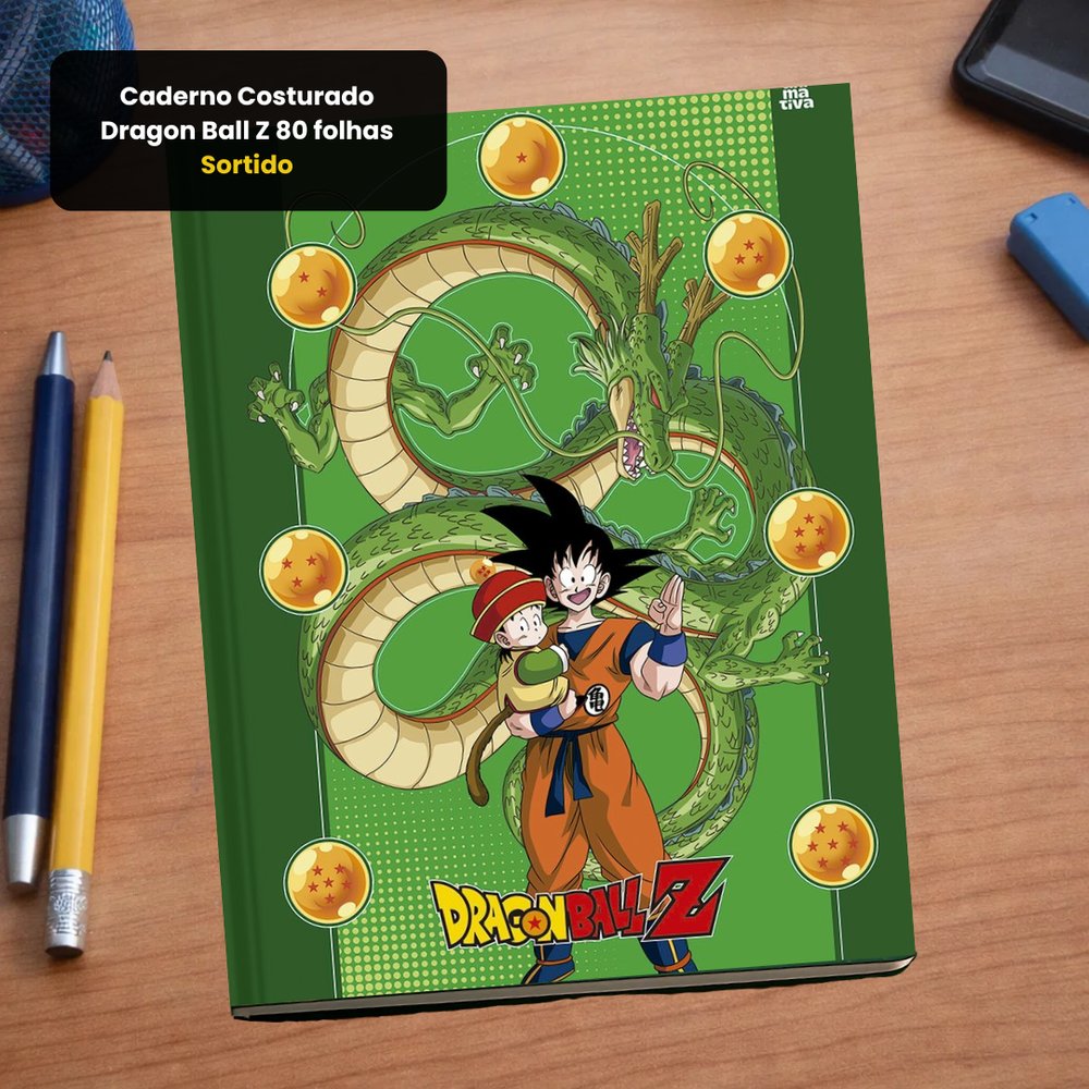 Caderno Costurado Dragon Ball Z 80 folhas - Sortido