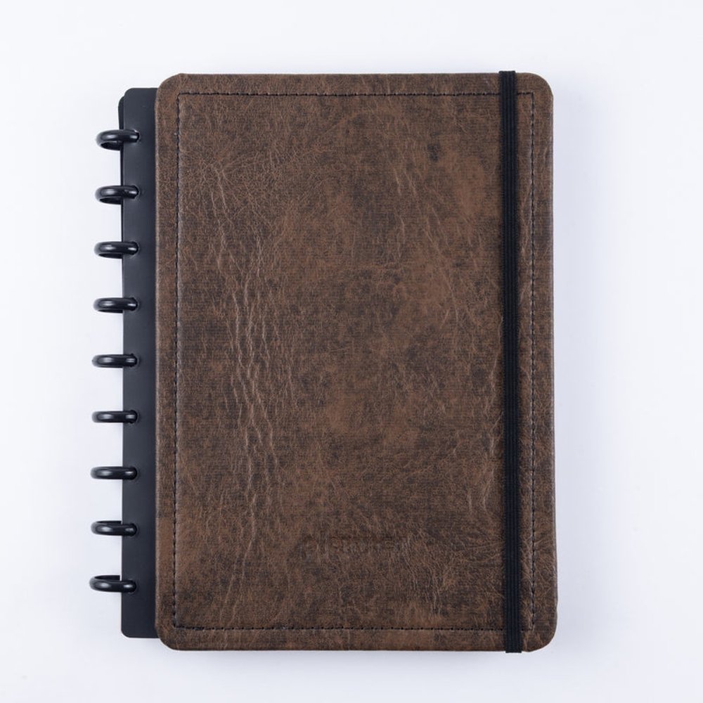 Caderno Disko Couro Brown Médio M 80 Folhas Marrom