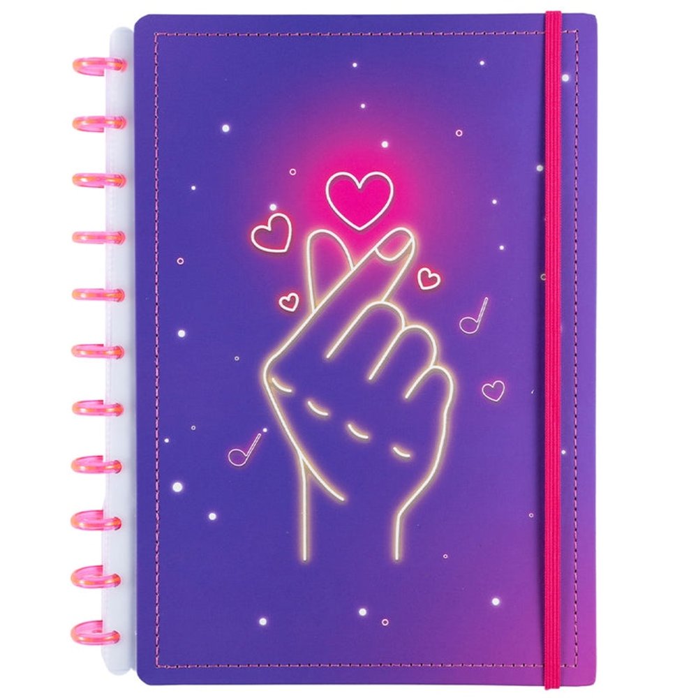 Caderno Disko Finger Heart Médio M Capa Dura Disco Reposicionável