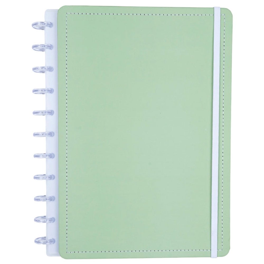 Caderno Disko Pistache Grande G Disco Reposicionável Capa Dura