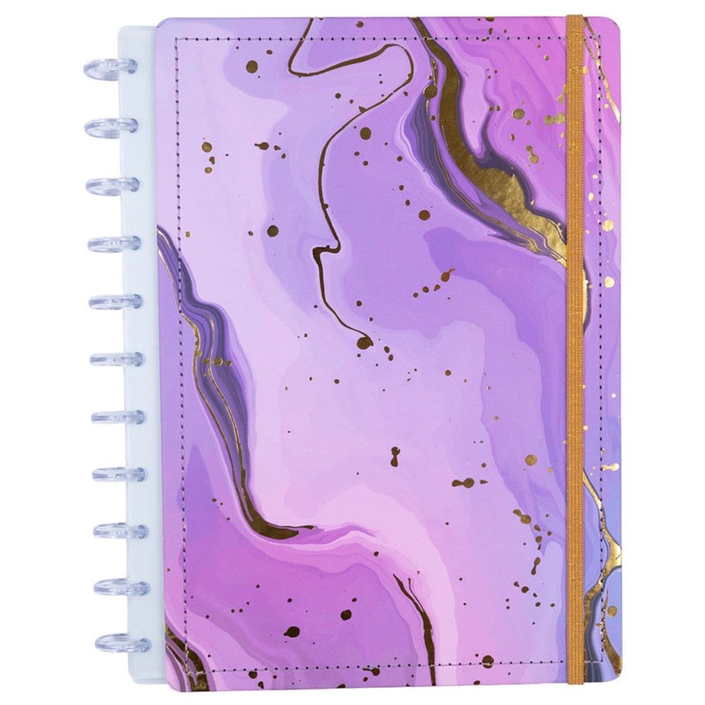 Caderno Disko Gran Lilás Médio M 80 Folhas Dourado