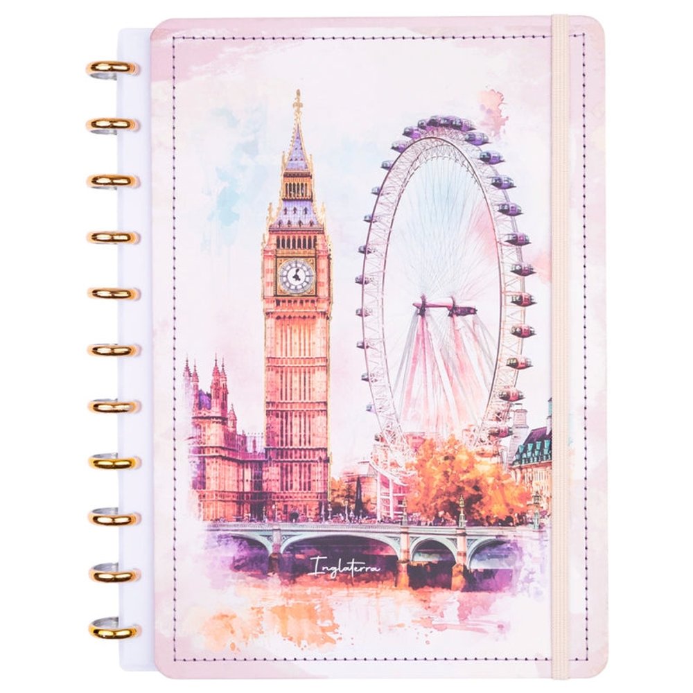 Caderno Inglaterra Grande G Capa Dura Disco Reposicionável Disko