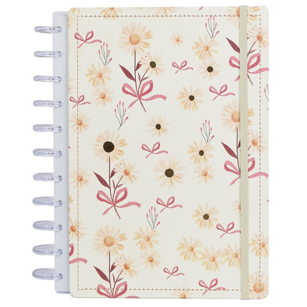 Caderno Disko Glitter Prata Grande 80 Folhas Reposicionáveis