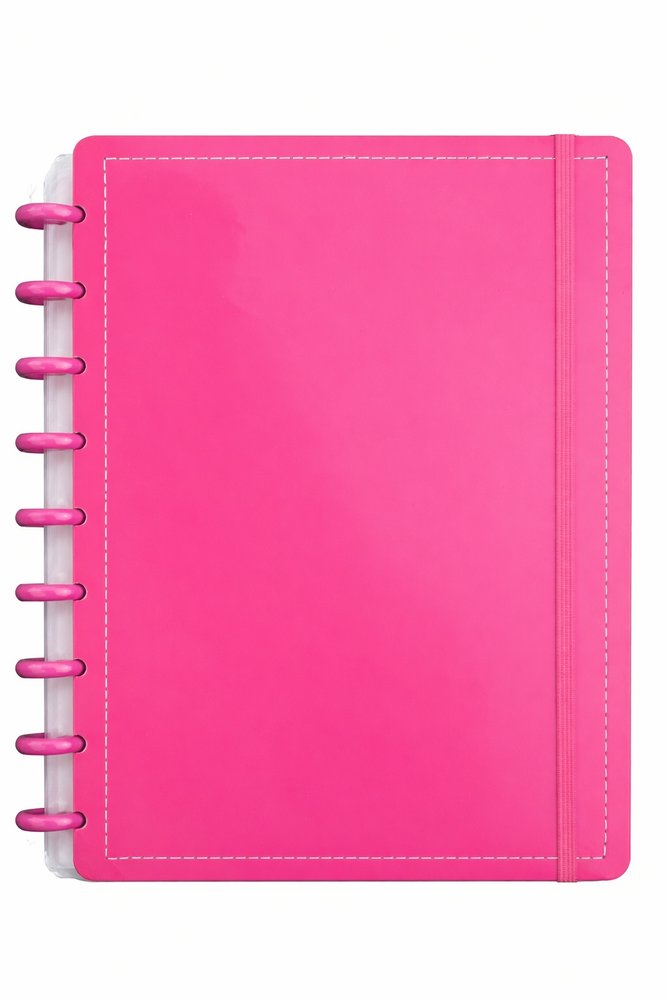 Caderno Disko Rosa Médio M 80 Folhas Reposicionáveis