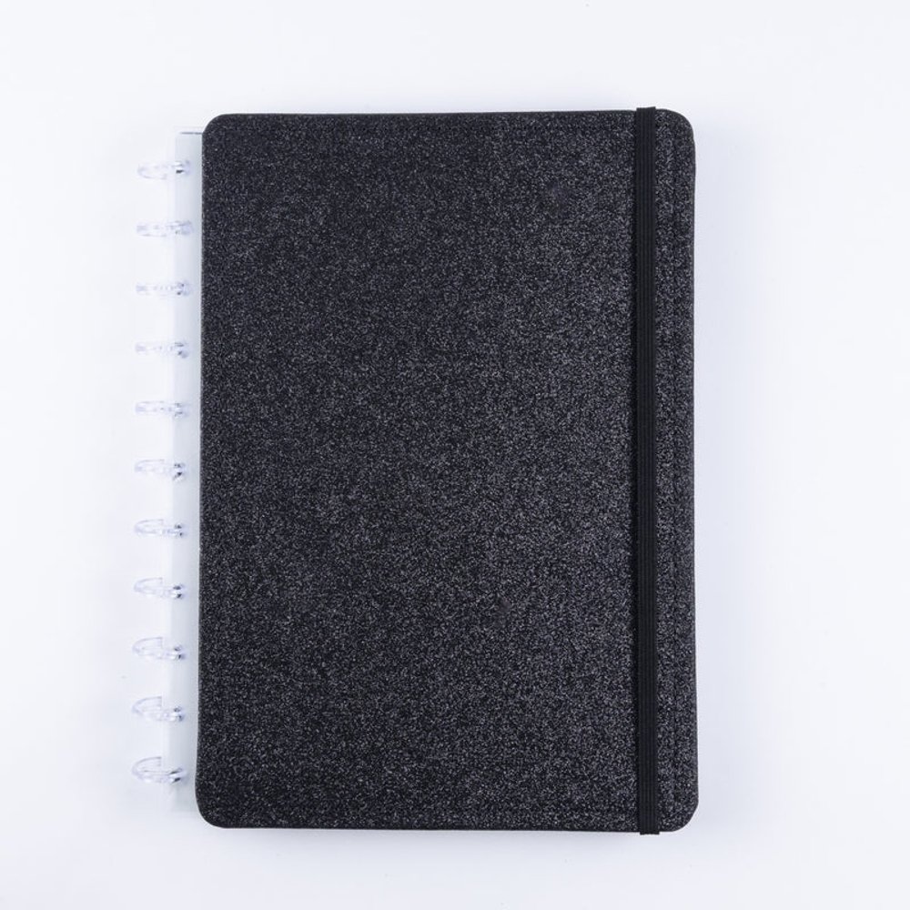 Caderno Shine Disco Reposicionável Preto Grande G Capa Dura Disko — foto 1