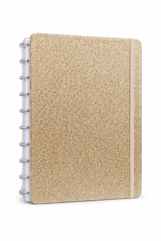 Caderno Shine Dourado Médio M Disco Reposicionável Capa Dura Disko — foto 1