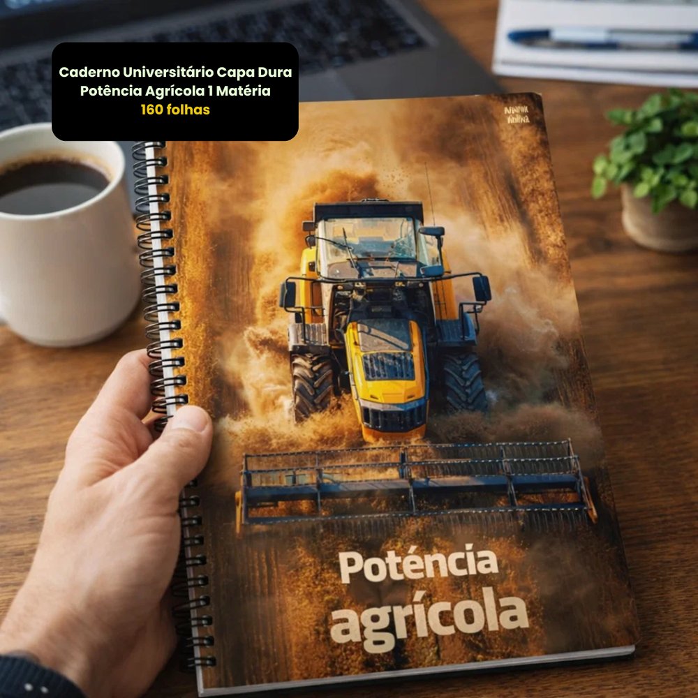 Caderno Universitário Capa Dura Potência Agrícola 1 Matéria - 160 folhas