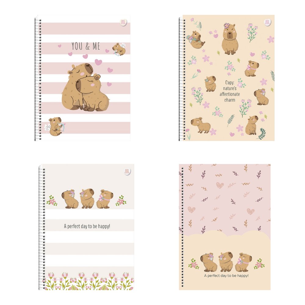Caderno universitário Espiral 1 matéria Capivara com 80 Folhas - Sortido