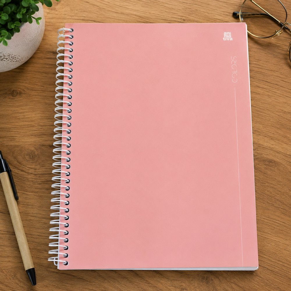Caderno universitário Espiral 10 Matérias 160 Folhas - Rosa