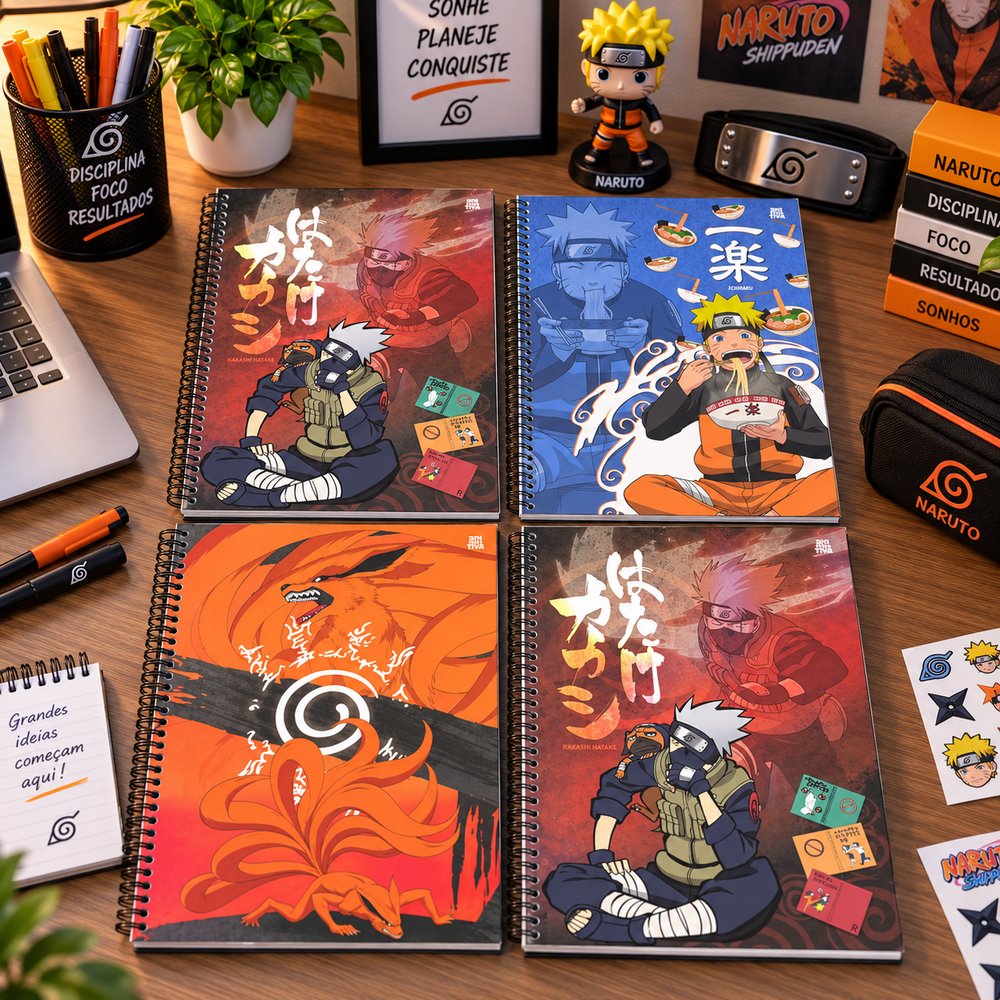 Caderno Universitário Naruto Shippuden 60 Folhas com Figurinha