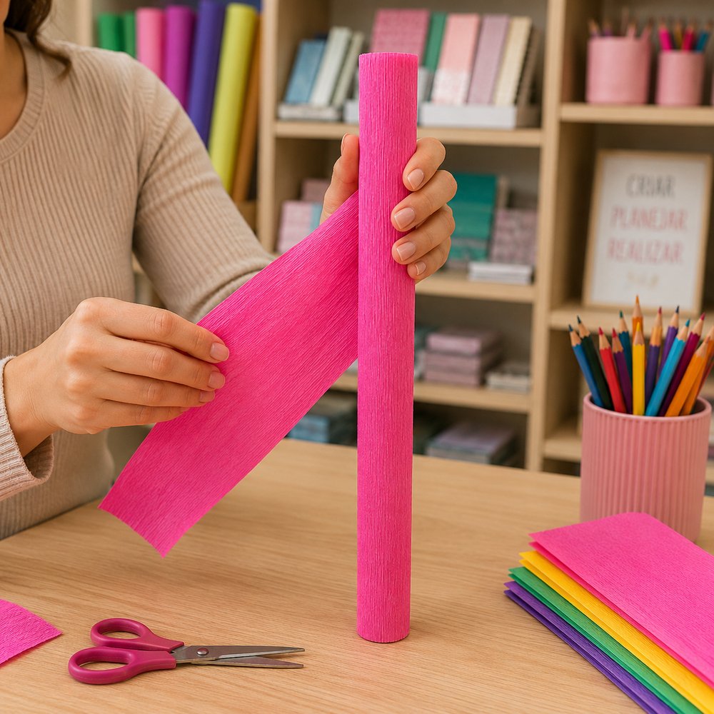 Caixa 40 Rolos Papel Crepom - Rosa — foto 1