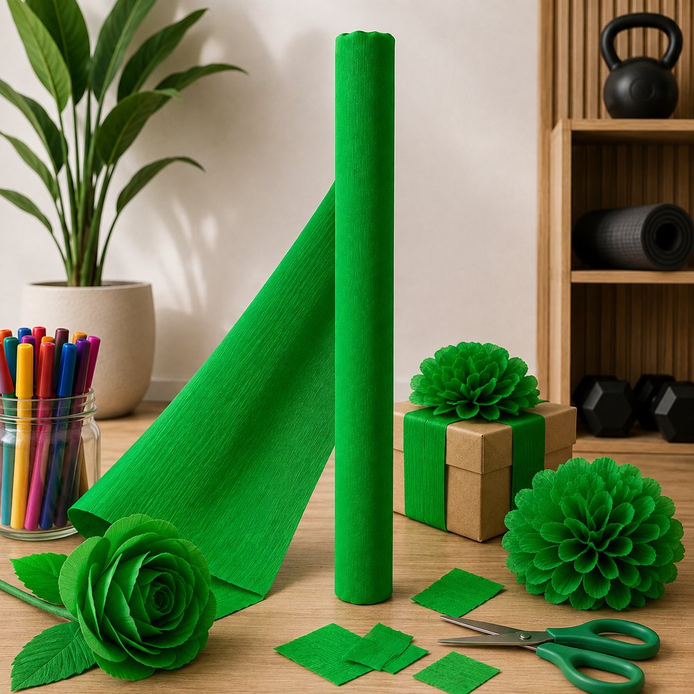 Caixa 40 Rolos Papel Crepom Reiart Verde 48cm x 2m — foto 1