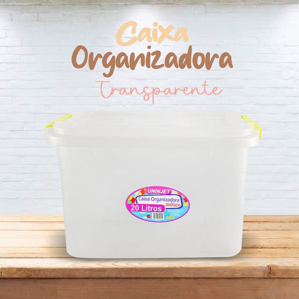 Caixa Organizadora Transparente Uninjet 20 Litros com Travas — foto 1
