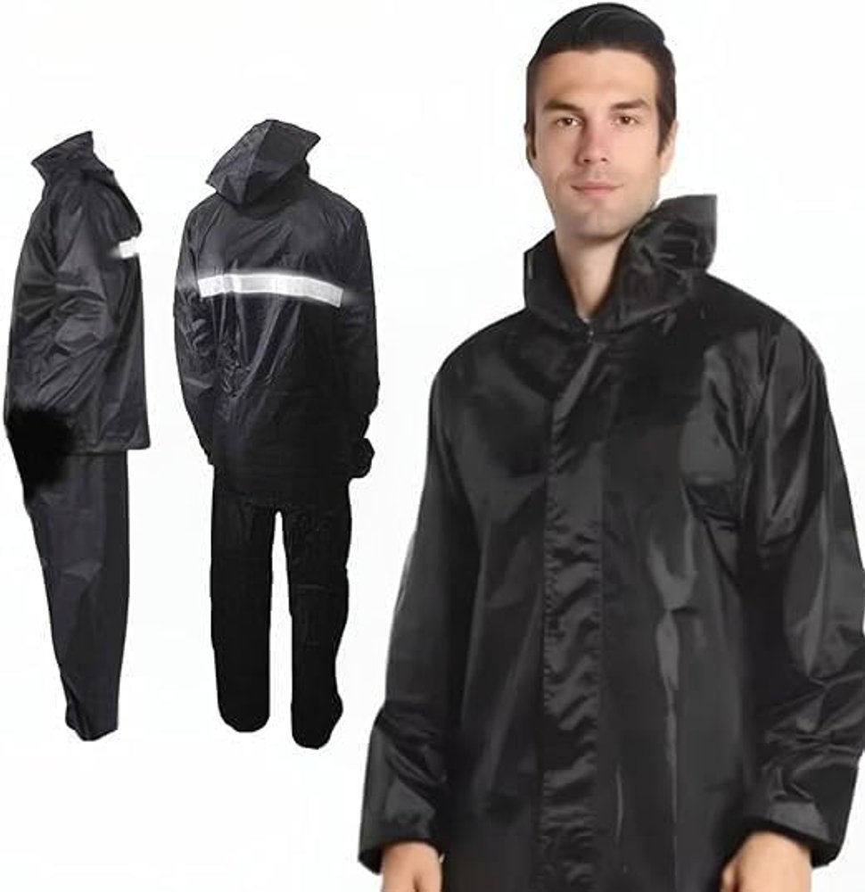 Capa Chuva Motociclista Impermeável Com Capuz Faixa Refletiva — foto 1